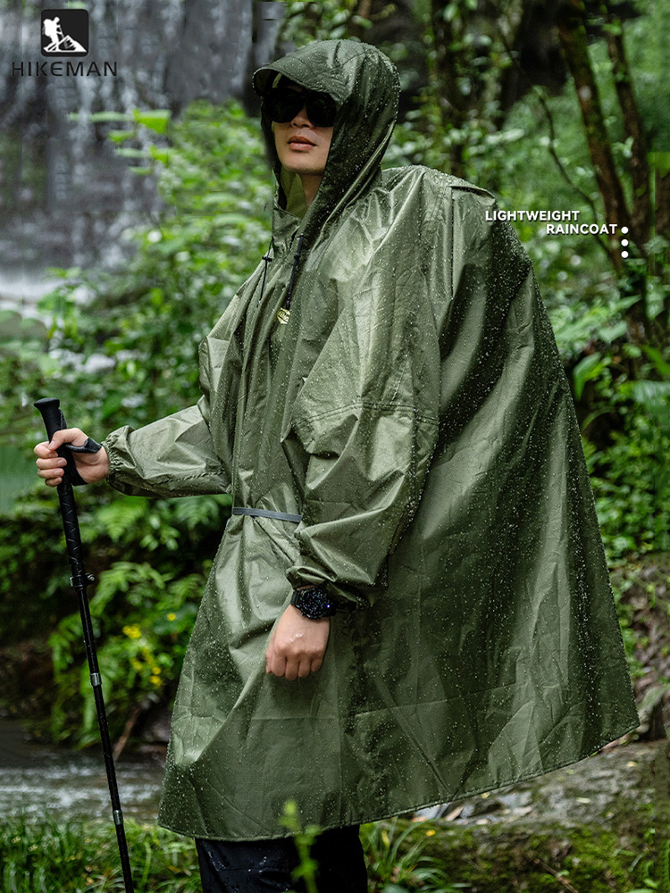 Camping Rain Poncho - Ultraleichter Regenmantel mit Reißverschluss aus 210T