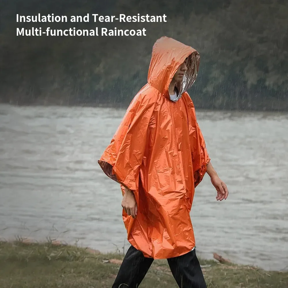 Camping Rain Poncho - Notfall Regenmantel Poncho Wasserdichte Regenbekleidung Decke