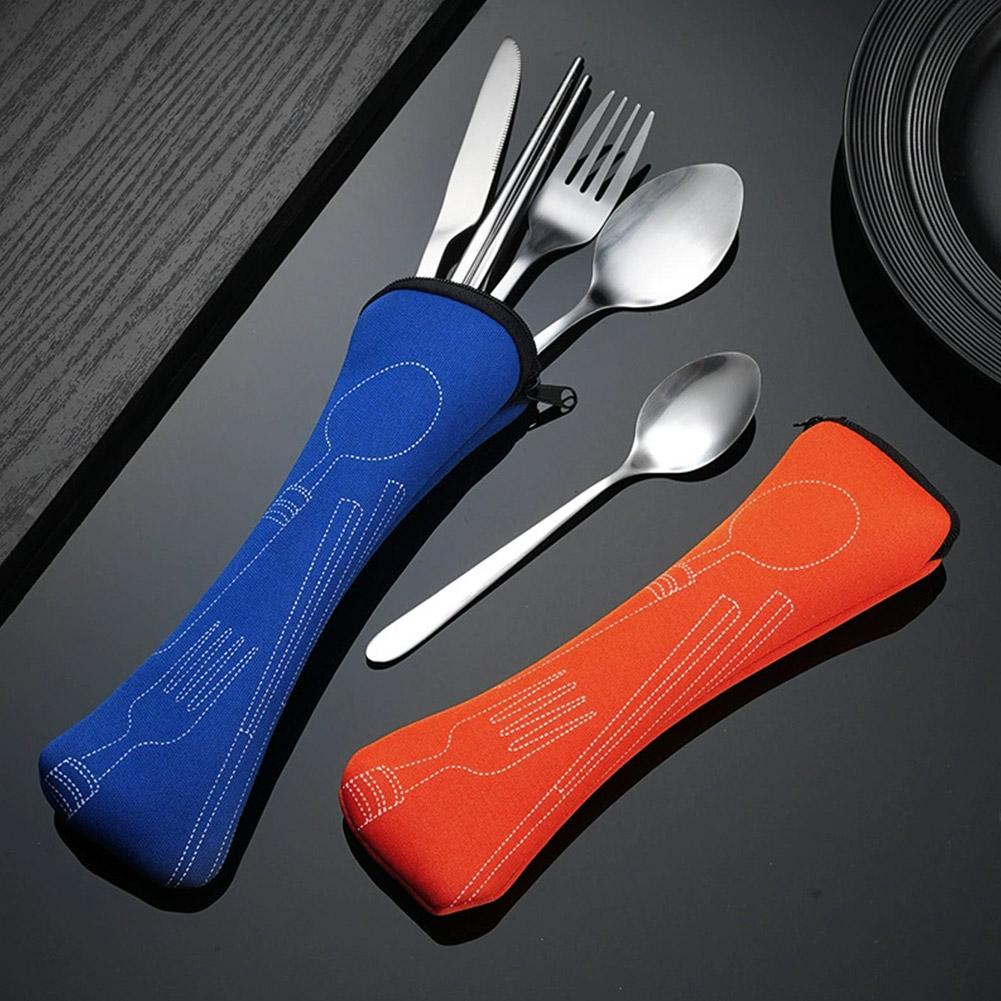 Outdoor Camping Dining Set - Picknick-Set, Geschirr, waschbar, mit Reißverschluss, Reise-Besteckset,