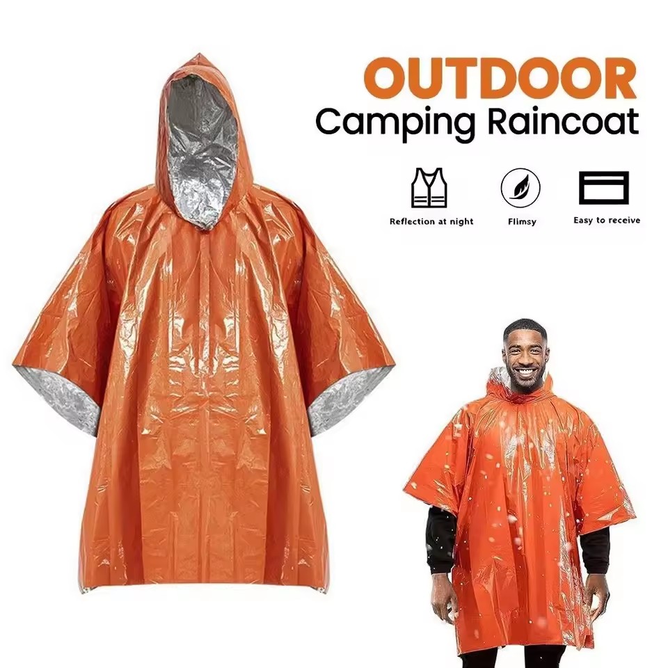Camping Rain Poncho - 1 Stück/2 Stück Notfall-Regenponcho, Thermodecke, Überlebensausrüstung