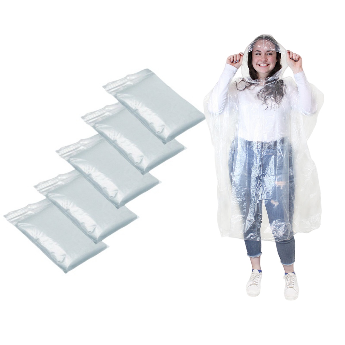 Camping Rain Poncho - 12 Stück wasserdichter Einweg-Regenmantel im Freien