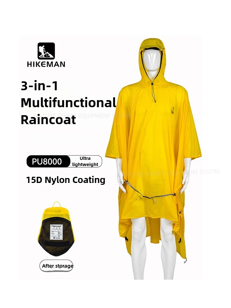Camping Rain Poncho - 15D/210T Regenmantel Wasserdichte Regen Poncho Abdeckung